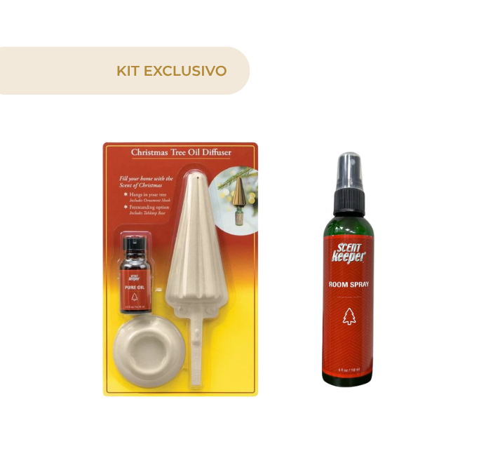 Kit Exclusivo Pine Cone Spray 4 oz + Adorno Difusor de Árbol de Navidad con Aceite