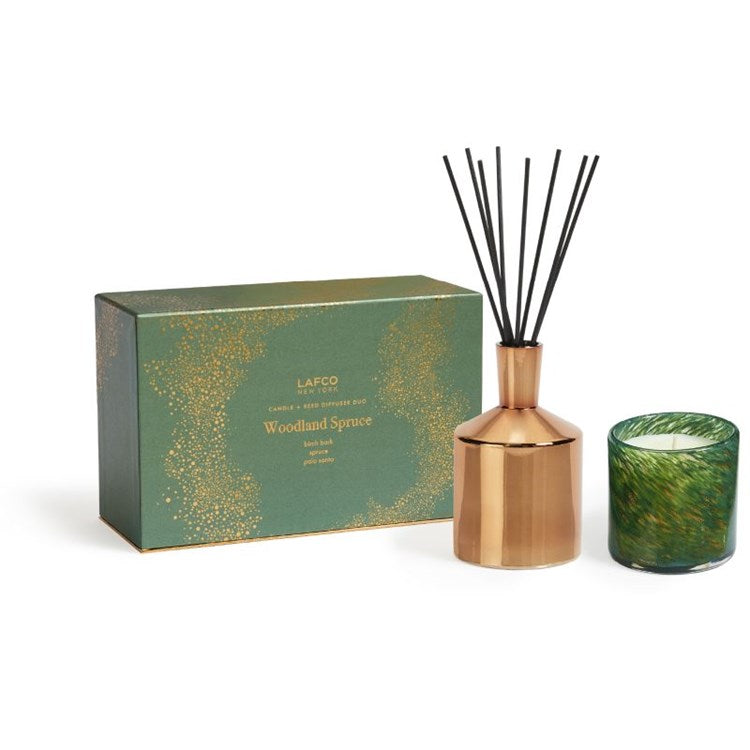 Dúo de vela y difusor clásico Woodland Spruce