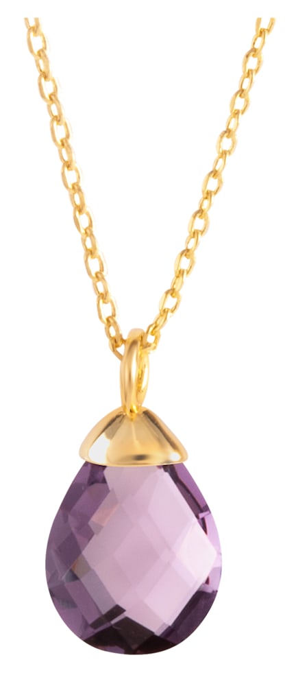 February Hanging Gold Charm Necklace - Collar
