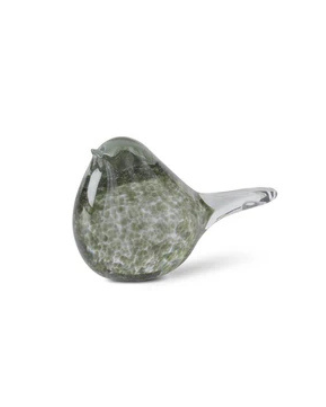 GREEN SPECKLED CLEAR GLASS BIRD - Pájaro de cristal