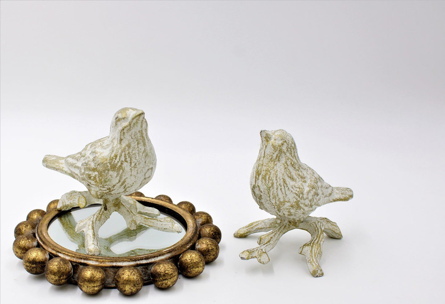 Espejo redondo de 6,5" con marco de cuentas