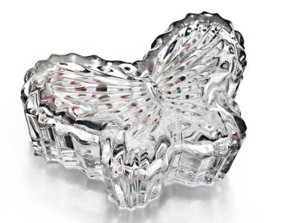 Joyero vintage de cristal con forma de mariposa