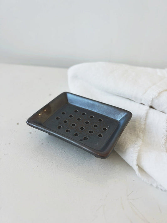 Stoneware Footed Soap Dish