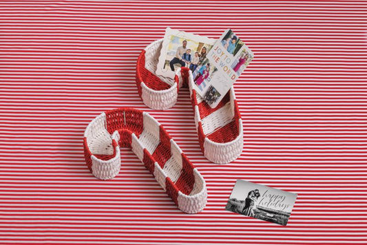 Candy Cane Woven Basket Set