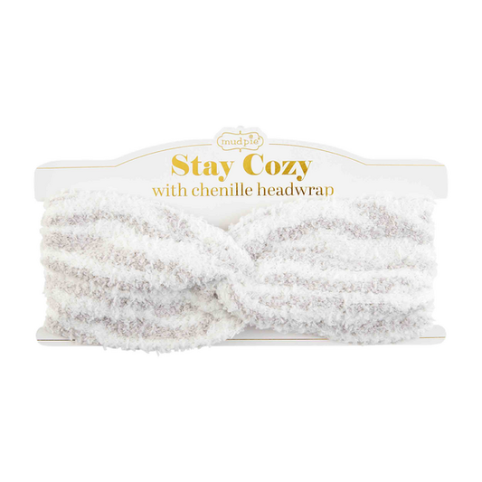 ZEBRA CHENILLE HEADWRAP-GY