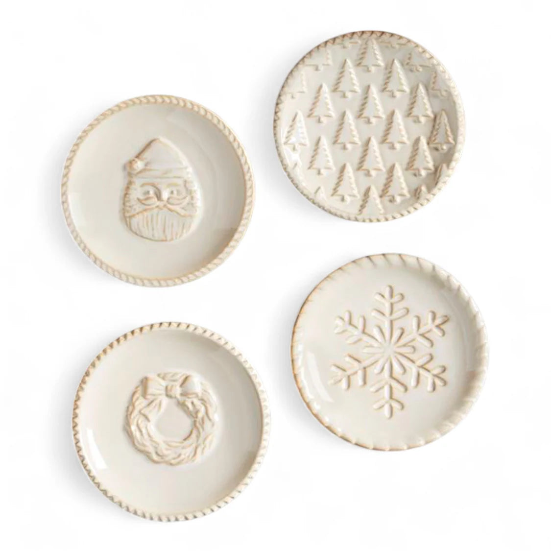 White Christmas Tidbit Plates