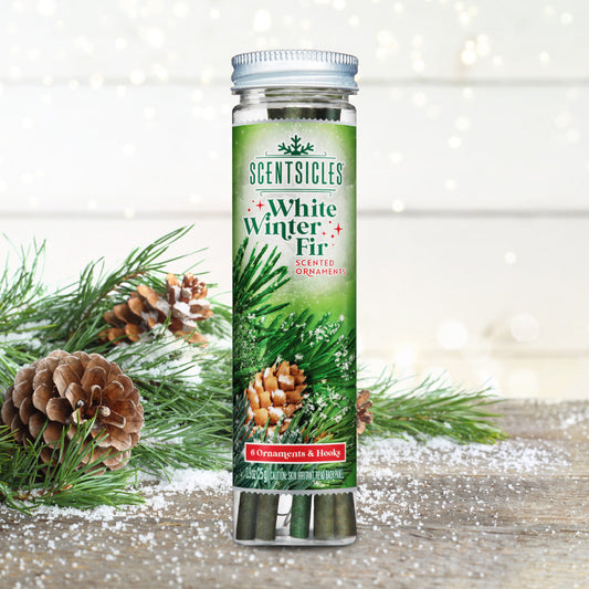 White Winter Fir Scented Ornaments