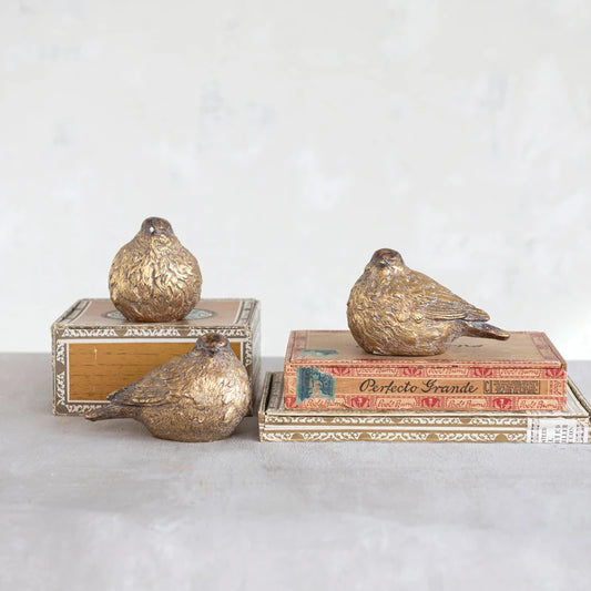 Resin Bird, Distressed Gold Finish - Ave