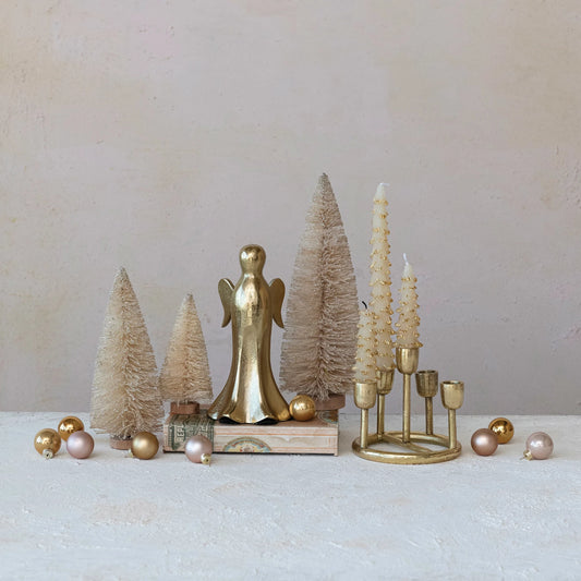 Ángel de aluminio fundido, acabado dorado 5"LX4-3/4"W X 9"H