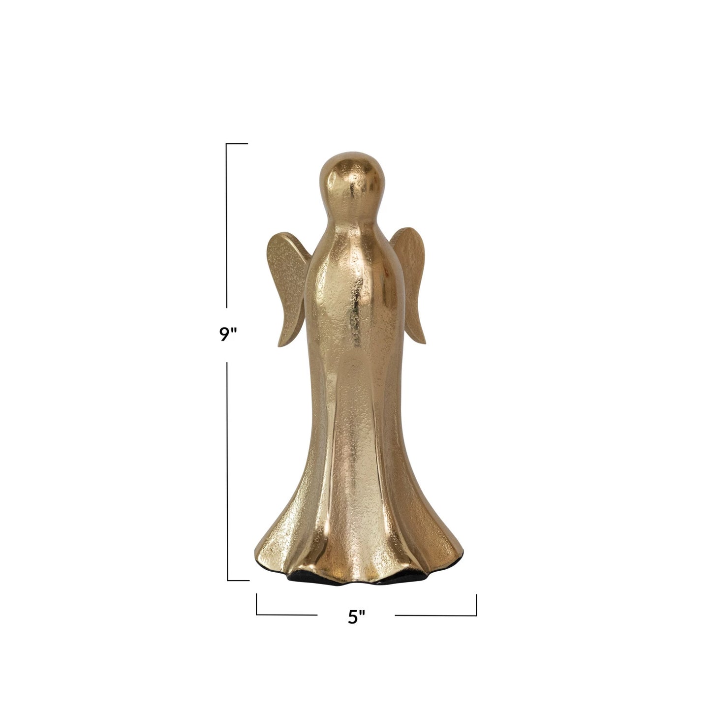 Ángel de aluminio fundido, acabado dorado 5"LX4-3/4"W X 9"H