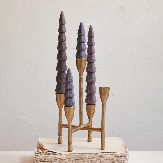 Candelabro de hierro fundido forjado a mano, acabado dorado antiguo (capacidad para 5 velas)