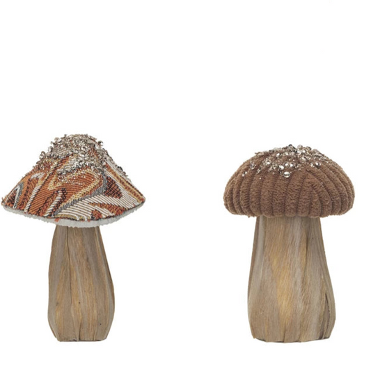 Hongos de espuma con cubierta de tela y base de madera