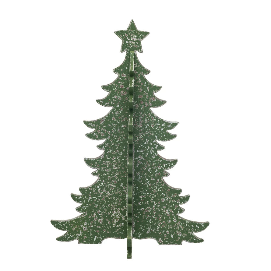 Árbol de Navidad entrelazado de MDF, verde desgastado - Mediano