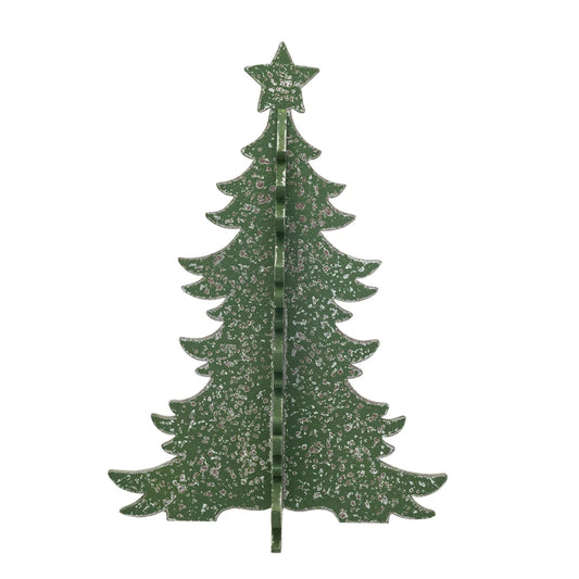 Árbol de Navidad entrelazado de MDF, verde desgastado - Mediano