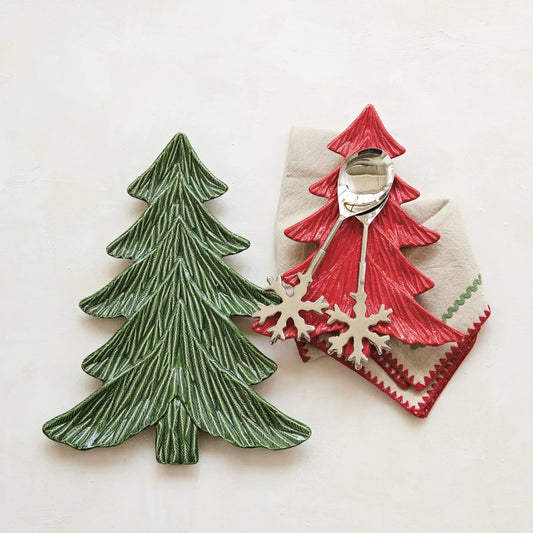 Ceramic Tree Shaped Plate, Red - Plato de Árbol