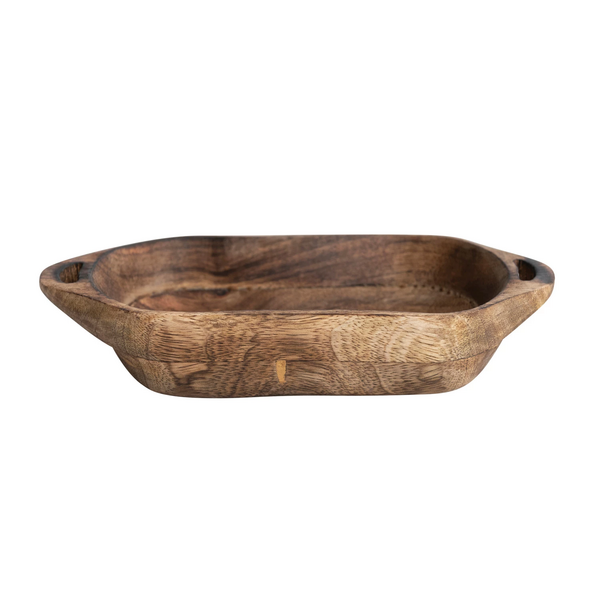 Cuenco de madera de mango con asas - Creative Co-Op
