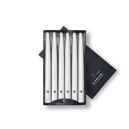 10", Handipt Colonial Candle Taper, Unscented, White