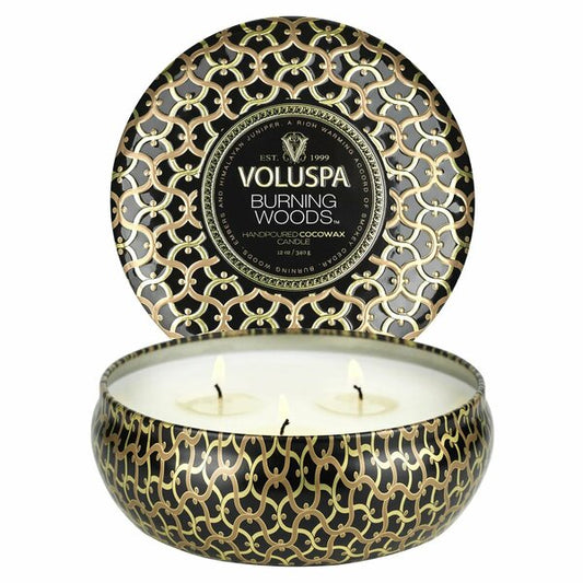 Burning WoodsS 3 Wick Tin Candle