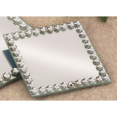 3 7/8" Square Mirror Plate w/ Beaded Edge