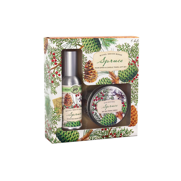 Spruce Room Spray and Candle Travel Gift Set