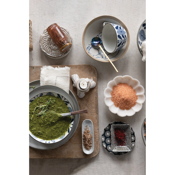 6" RND X 1 1/2"H FLOWER MARBLE