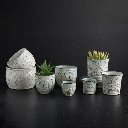 Maceta tallada abstracta - Pequeña