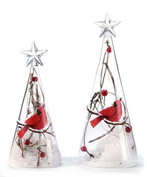 Glass Tree With LED light and Cardinals