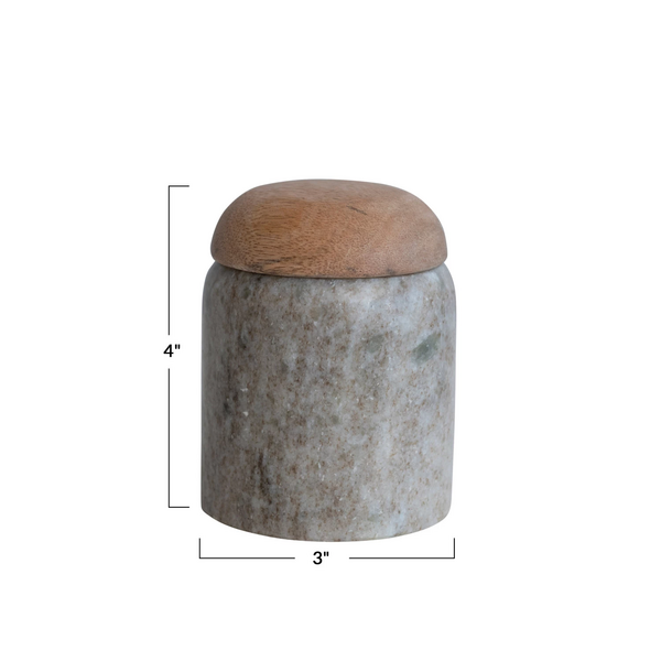 Cofre de mármol con tapa de madera de mango - Creative Co-Op