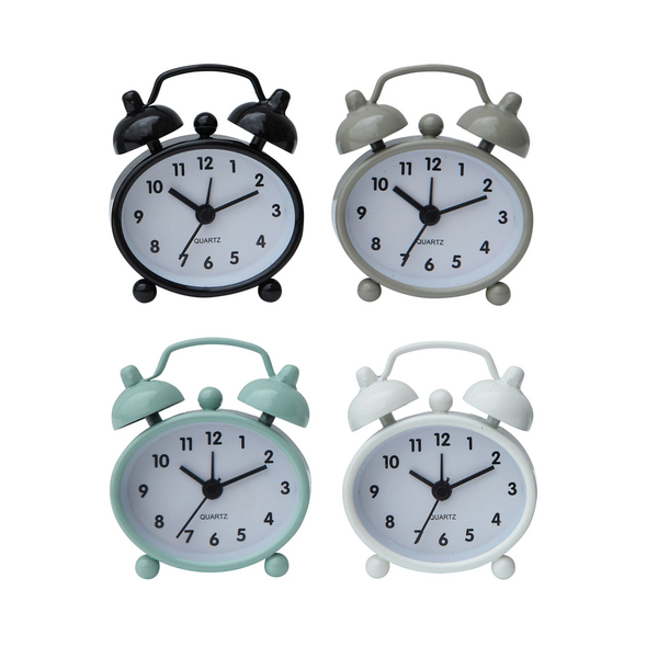 Reloj despertador de metal 4 colores - Creative Co-Op