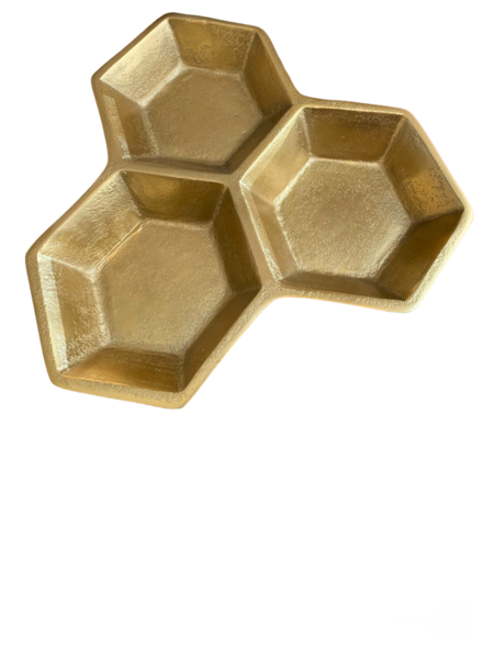 Bowl dorado de metal Hexagonal