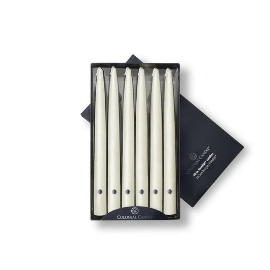 10", Handipt Colonial Candle Taper, Unscented, Ivory