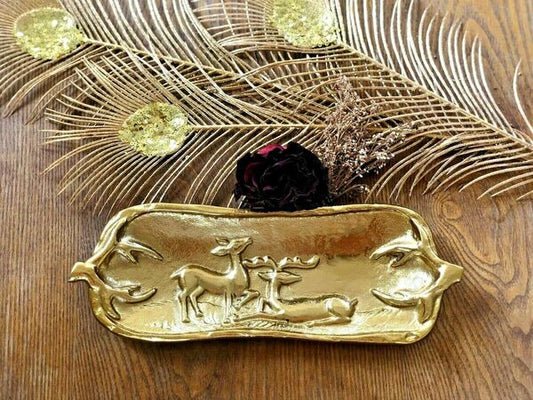 Bandeja Rectangular Dorada Ciervo - India Handicrafts Inc