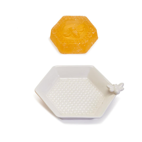 Bee Clean Honey Soap with Honeycomb and Bee Soap Dish