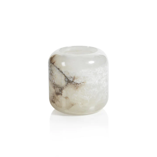 candelabro de piedra en alabastro pulido