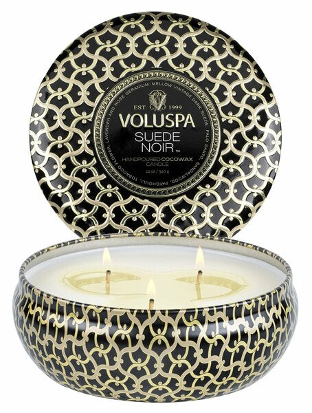 Suede Noir 3 Wick Tin Candle