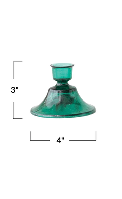 4" Round x 3"H Glass Taper blue