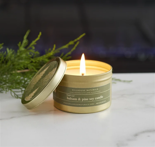 Fresh Cut Balsam & Pine Candle In Gold Tin 5 oz