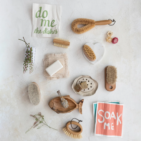 Stoneware Soap Dish w/ Removable Tray, Reactive Glaze, Beige