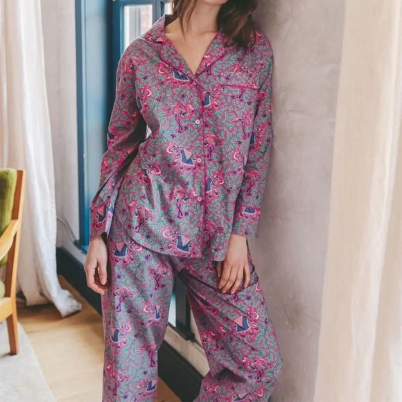 Pijama Largo Flamenco-Fucsia