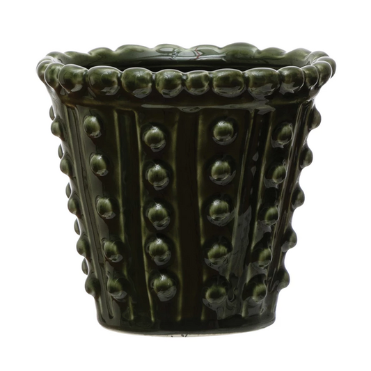 Macetero de ceramica con puntos en relieve - Creative Co-Op