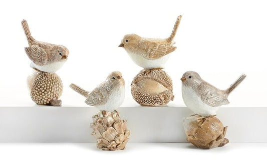 Bird & Nut Figurine, 4 Asst.