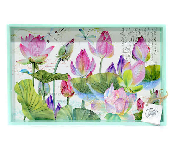 Water Lilies Vanity Decoupage Wooden Tray