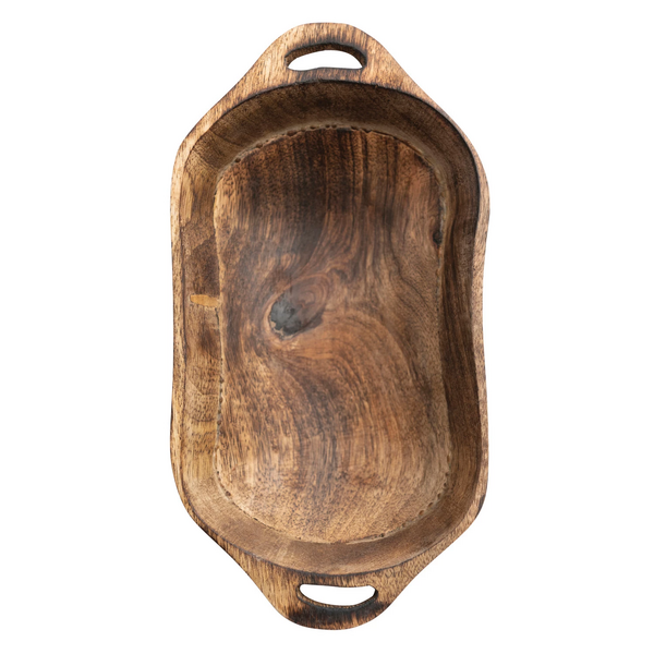 Cuenco de madera de mango con asas - Creative Co-Op