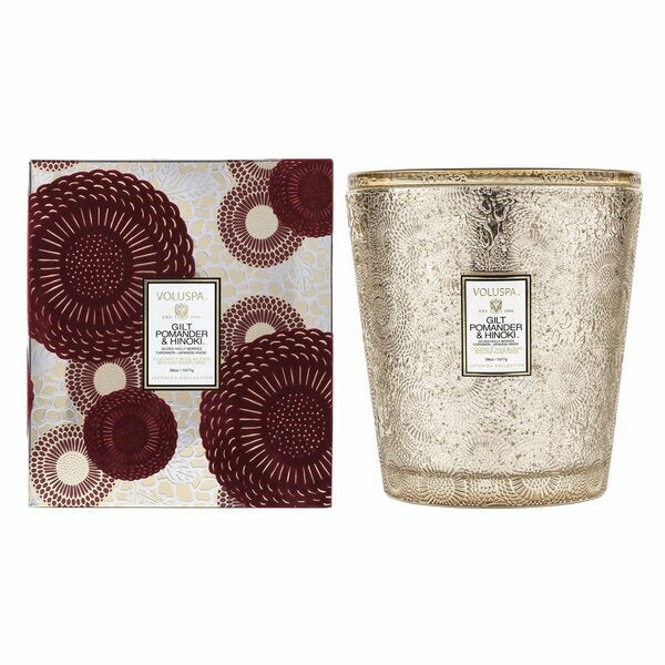 Gilt Pomander & Hinoki 3 Wick Hearth Candle