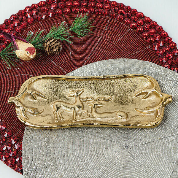 Bandeja Rectangular Dorada Ciervo - India Handicrafts Inc