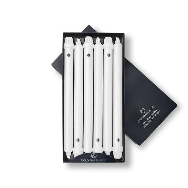 12", Classic Colonial Candle Taper, Unscented, White