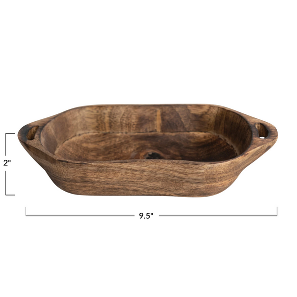Cuenco de madera de mango con asas - Creative Co-Op