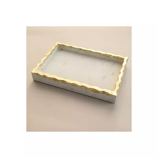Bandeja de Mármol con Borde Dorado - ihi