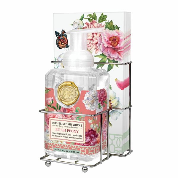 Blush Peony Foaming Hand Soap Napkin Set