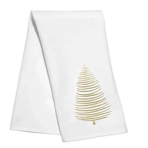 Toalla blanca con bordado navideño dorado